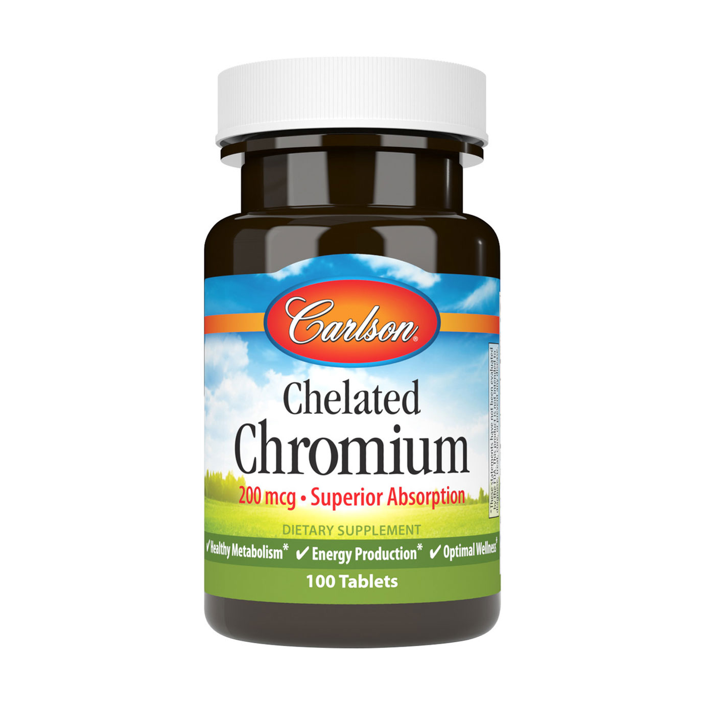 Хром хелат Carlson Labs Chelated Chromium 200 мкг, 100 таблеток